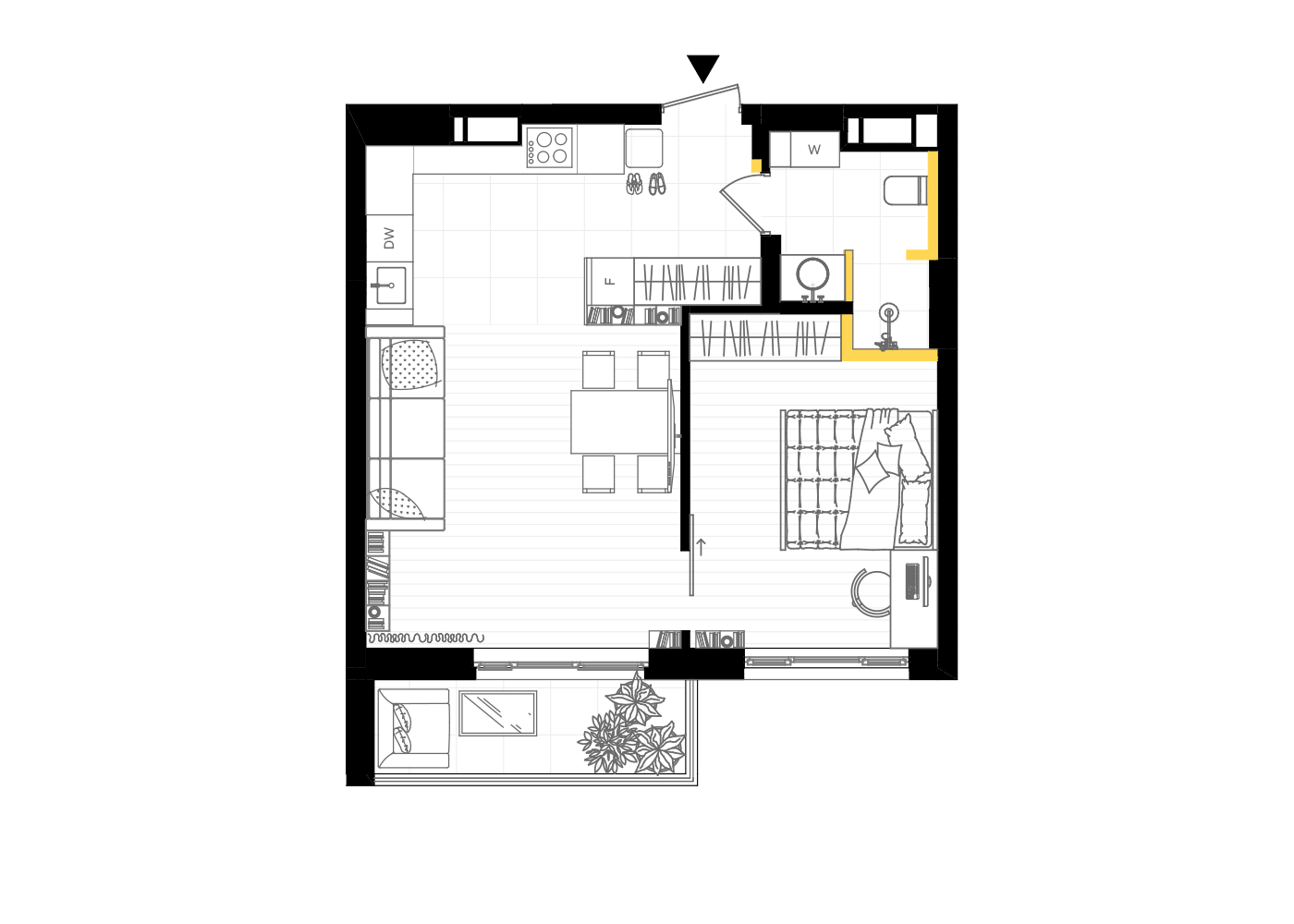 Przeniesienie wejścia do sypialni i nowy układ kuchni