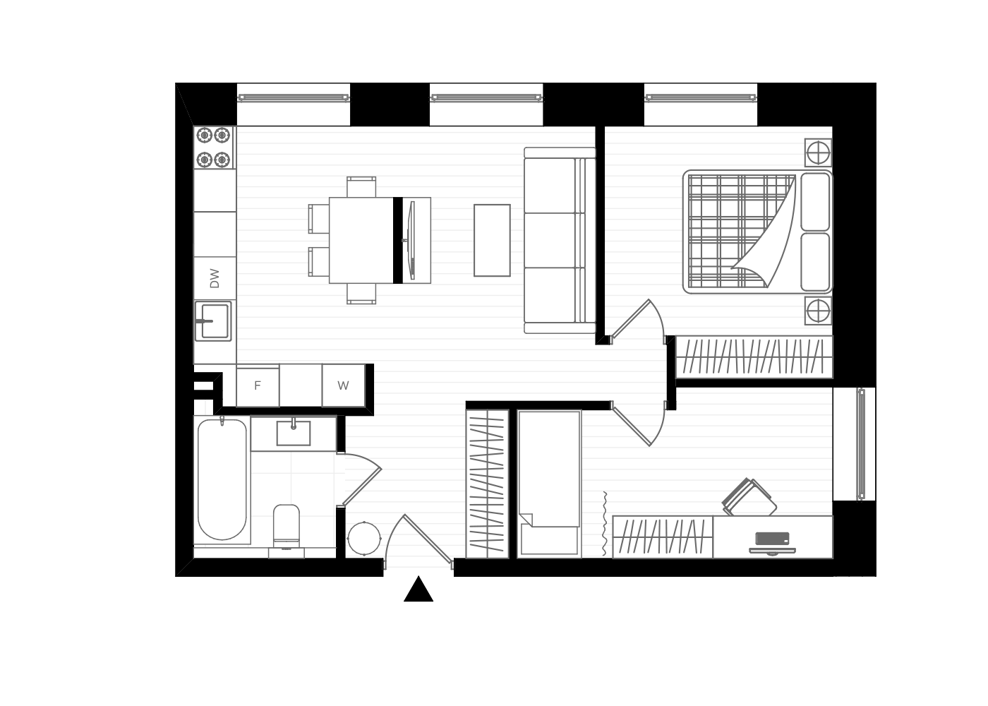 Przestronny salon z aneksem kuchennymPo 